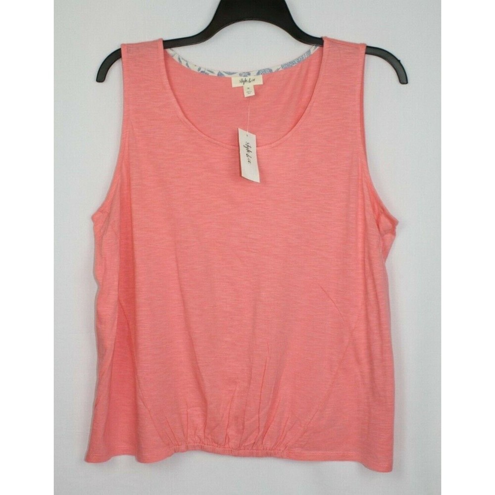 Style&co Women's Sleeveless Tunic Blouse Shirt Top Size XL Color Orange(Peach)
